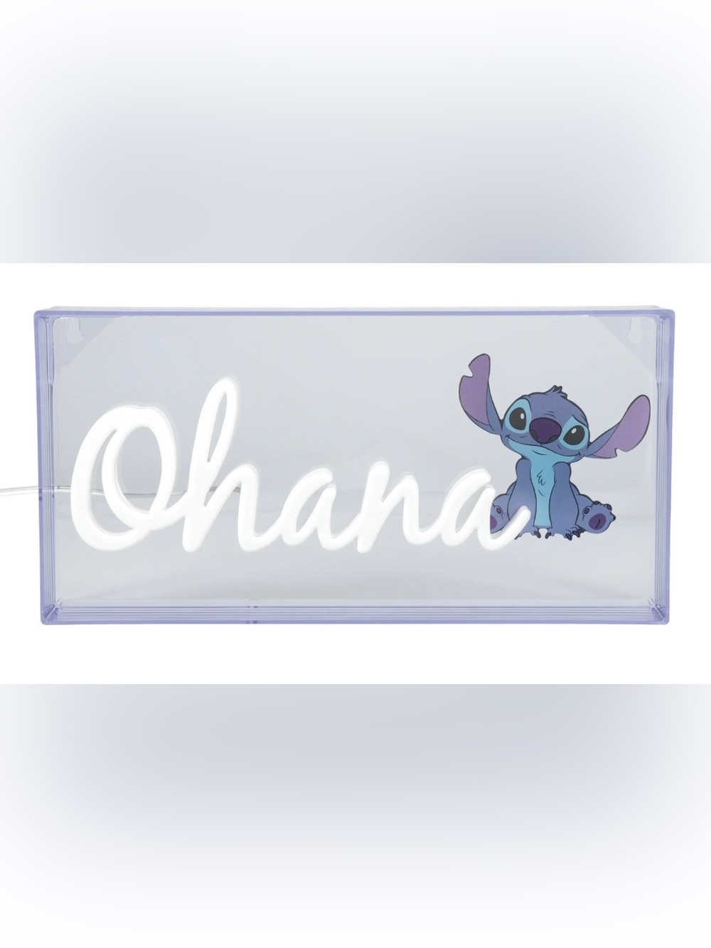 Lilo & Stitch 'Ohana' Clear Acrylic Sign - Lavender Accents